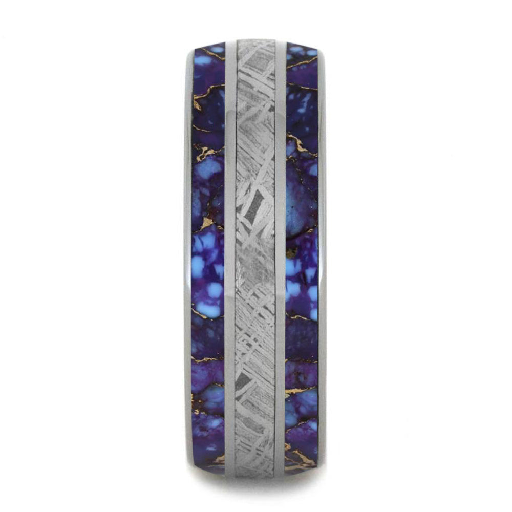 Lava Mosaic Turquoise Ring With Meteorite In Titanium-4295 - Jewelry by Johan