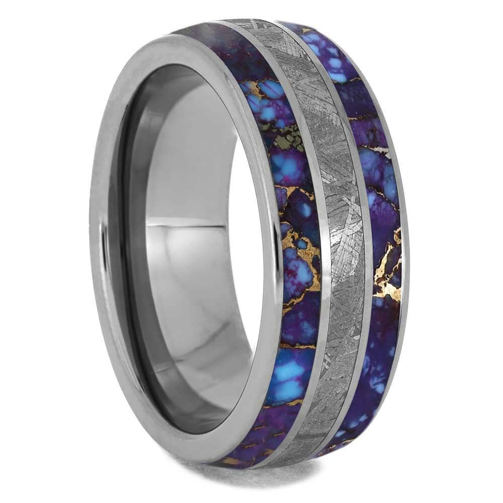 Lava Mosaic Turquoise & Meteorite Ring In Titanium - Jewelry by Johan