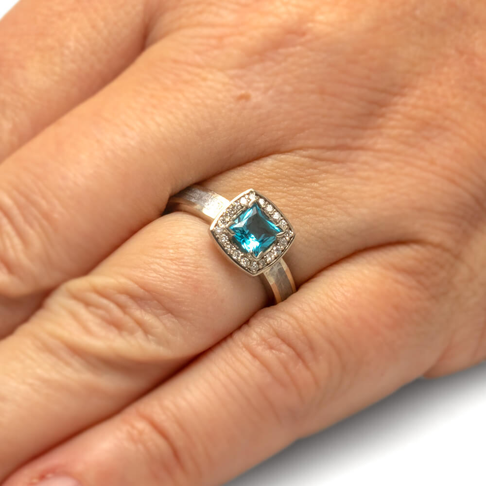 Topaz Engagement Ring in Halo Setting
