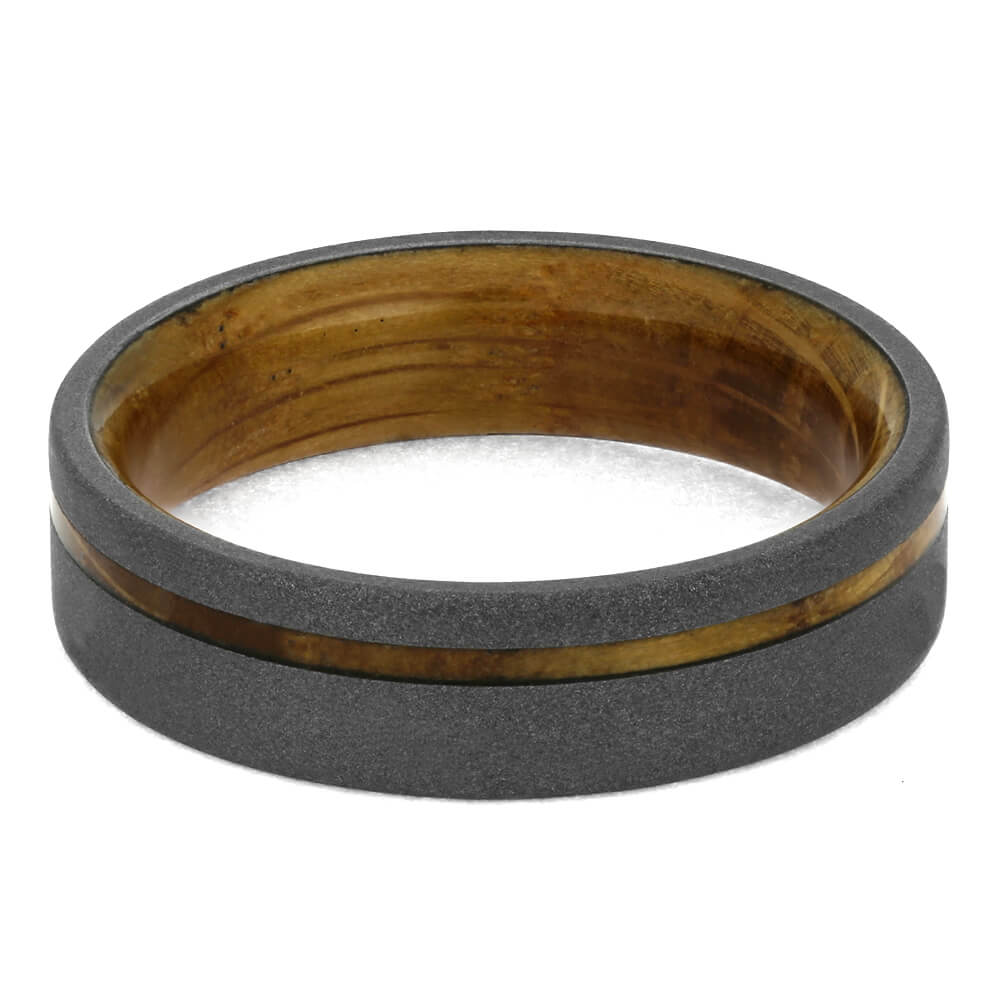 Whiskey Barrel Wedding Band with Sandblasted Titanium-4299 - Jewelry by Johan