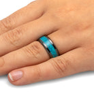 Synthetic Opal and Black Ceramic Men's Wedding Band-4302 - Jewelry by Johan