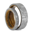 Authentic Meteorite and Whiskey Barrel Oak Wood Wedding Ring Set