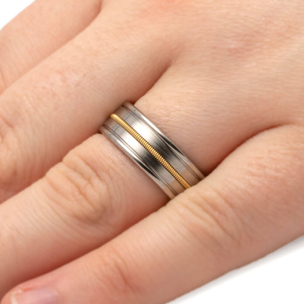 Guitar String Ring in Titanium with Brushed Finish-4309 - Jewelry by Johan