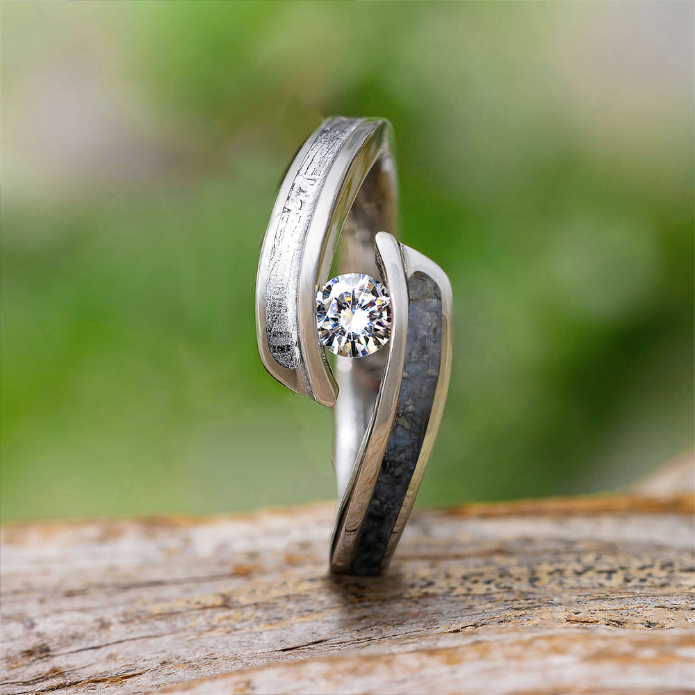 Diamond Engagement Ring With Meteorite