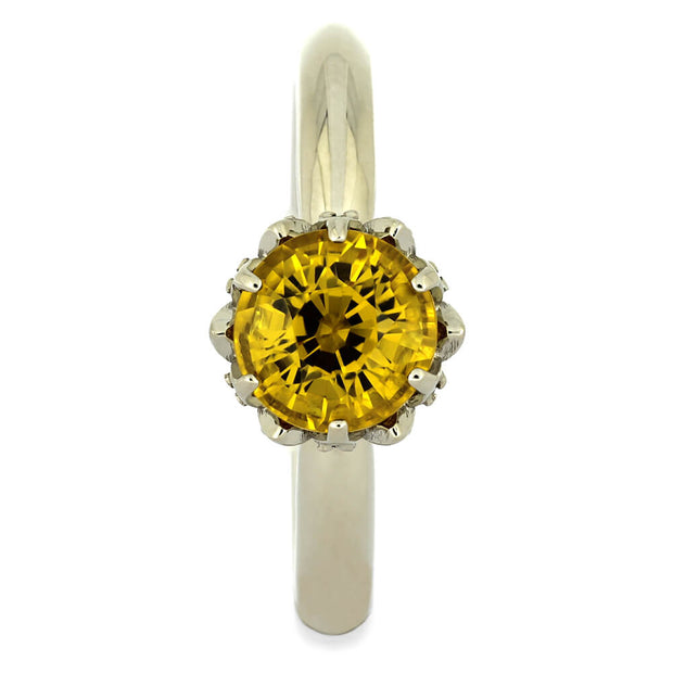 Yellow Sapphire Lotus Engagement Ring in White Gold-4322 - Jewelry by Johan