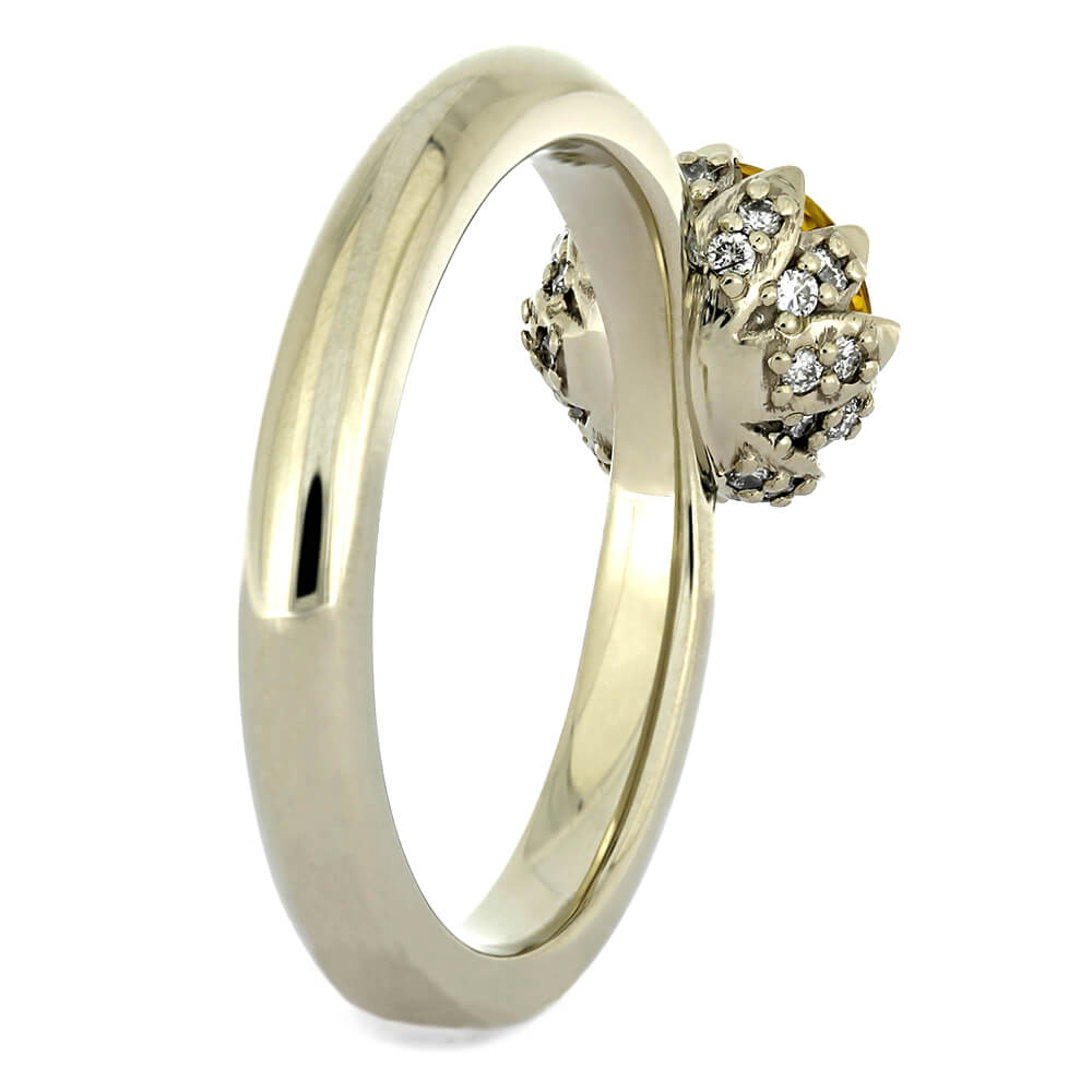 Yellow Sapphire Lotus Engagement Ring in White Gold-4322 - Jewelry by Johan