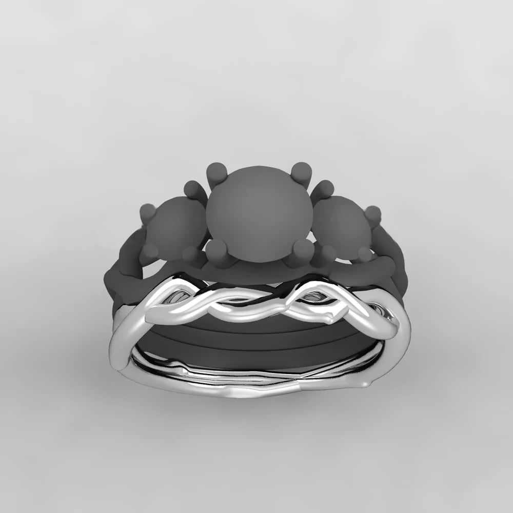 Three Stone Ring With Matching Custom Band