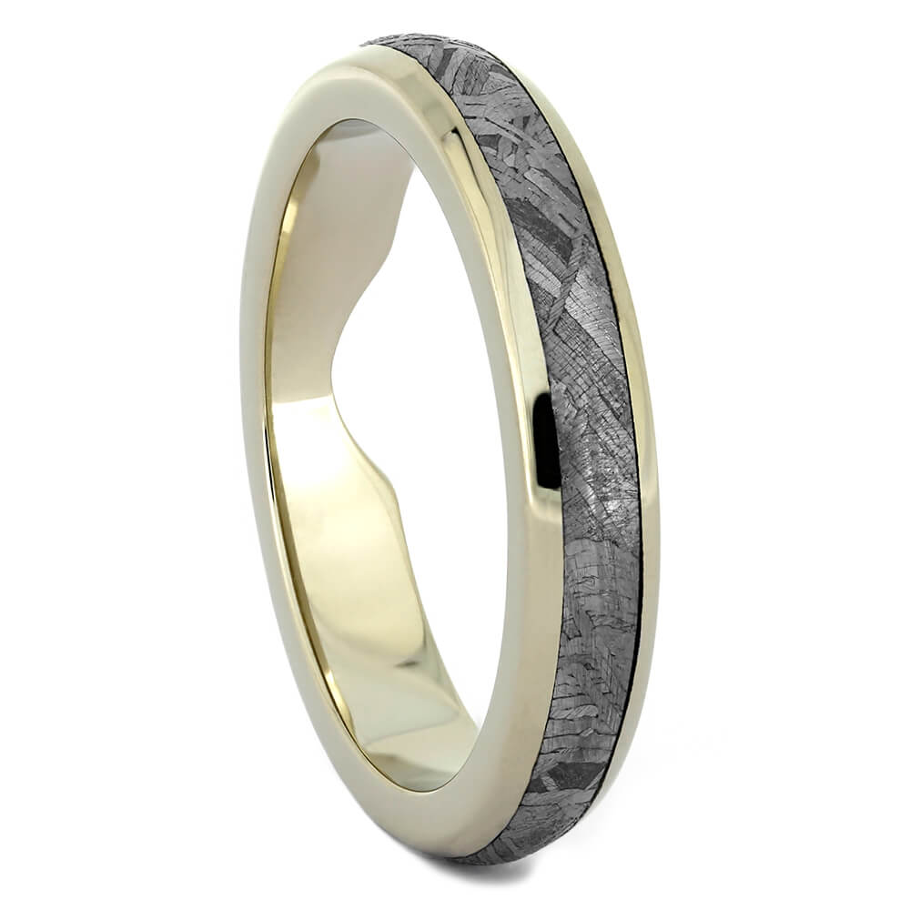 White Gold Custom Shadow Band with Gibeon Meteorite-4324 - Jewelry by Johan