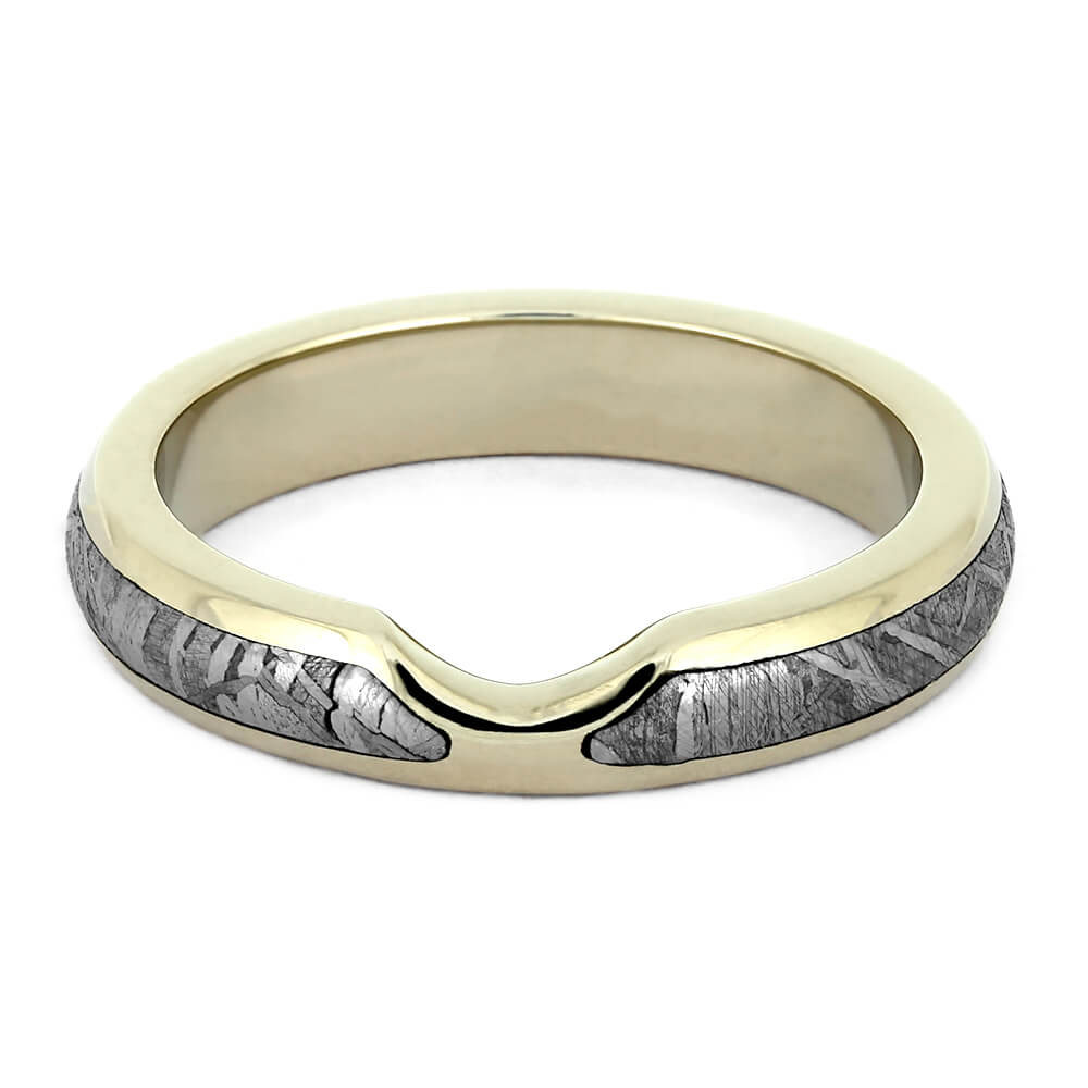 White Gold Custom Shadow Band with Gibeon Meteorite-4324 - Jewelry by Johan