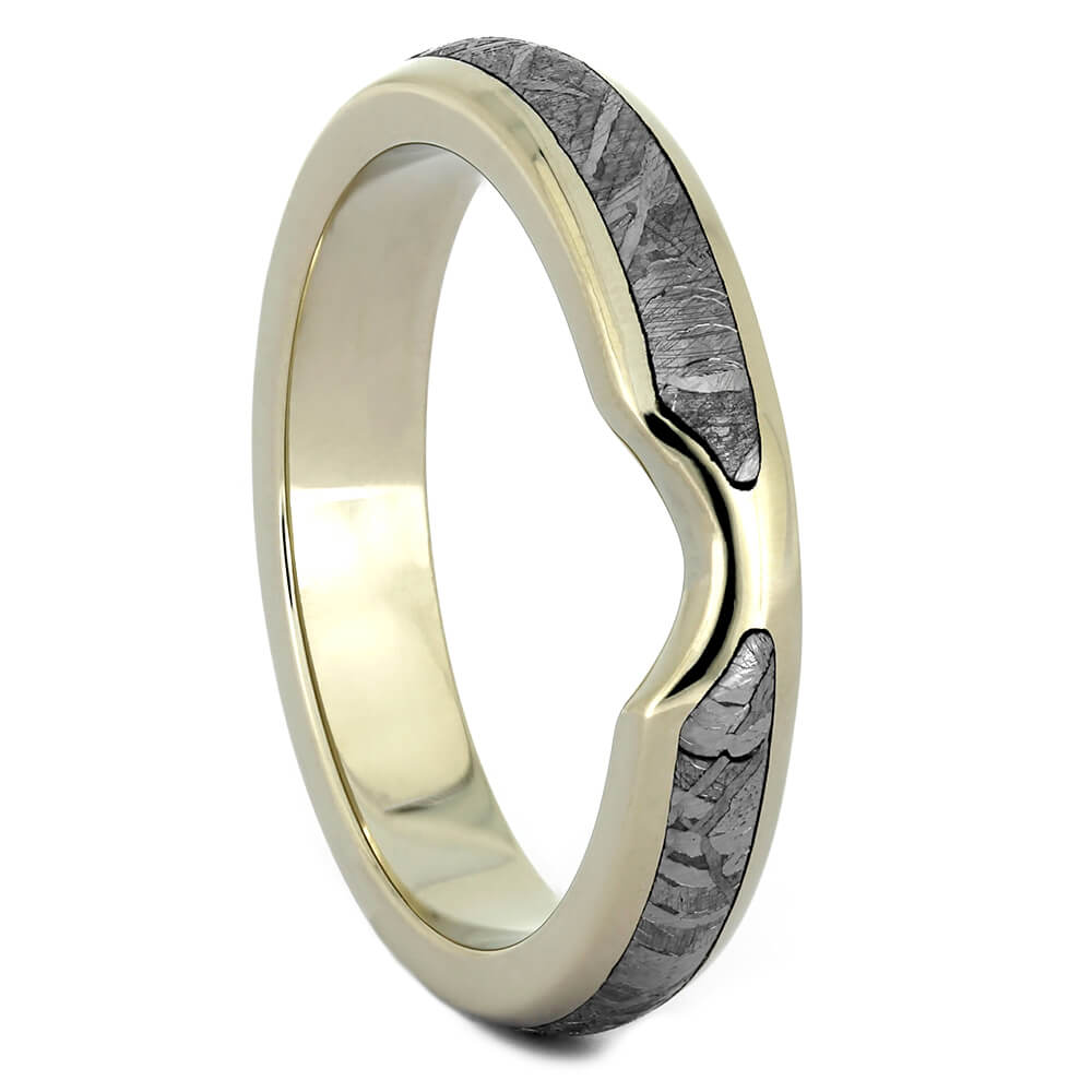 White Gold Custom Shadow Band with Gibeon Meteorite-4324 - Jewelry by Johan