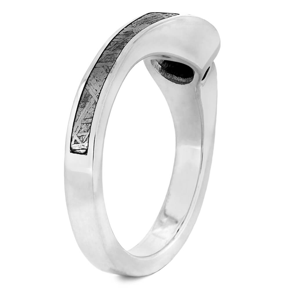 Tension Set Black Diamond Engagement Ring with Meteorite-4331 - Jewelry by Johan