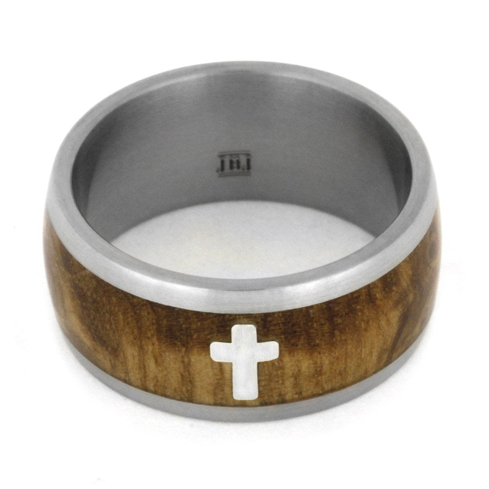 Faith Jewelry, Sterling Silver Cross Ring with Black Ash Burl-2024 - Jewelry by Johan