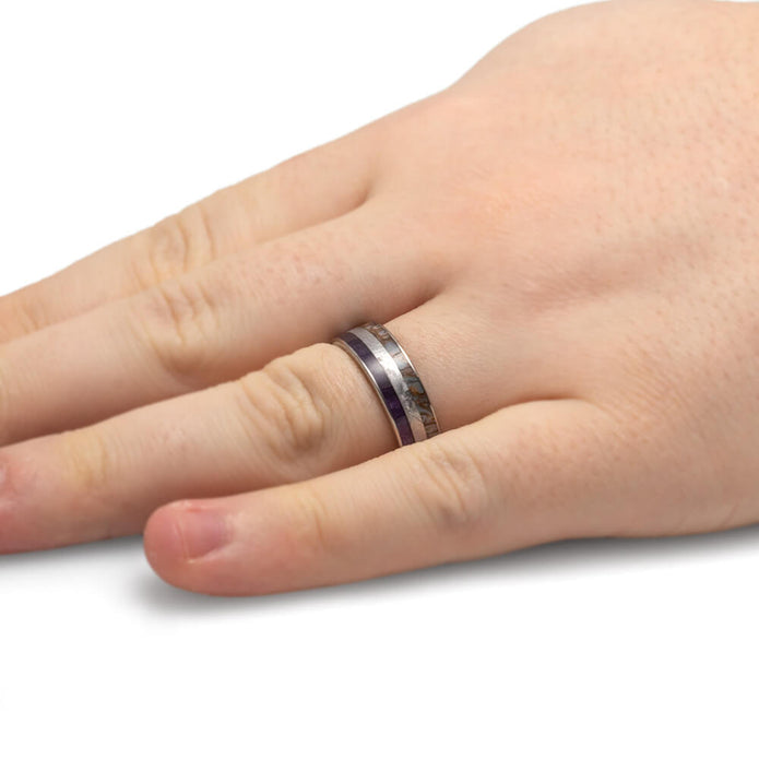 Purple Wood and Meteorite Ring