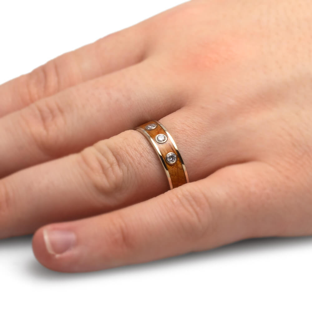 Whiskey Barrel Oak Wood Wedding Band