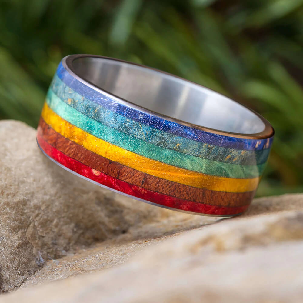 Colorful Pride Wood Wedding Band