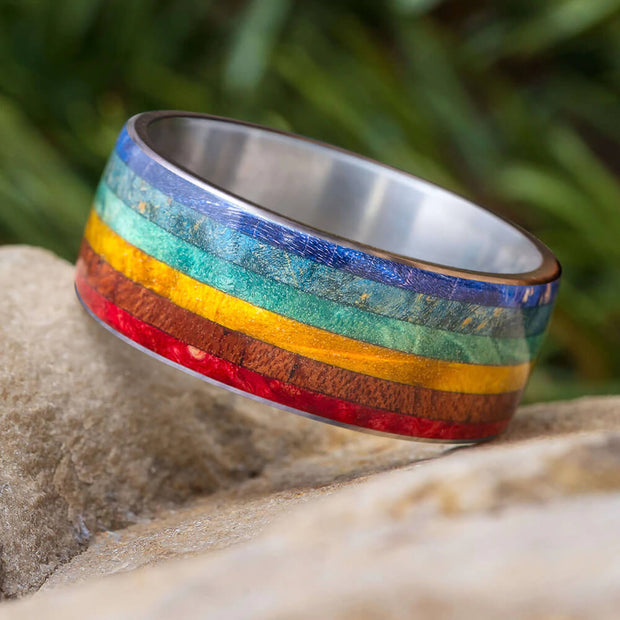 Colorful Pride Wood Wedding Band
