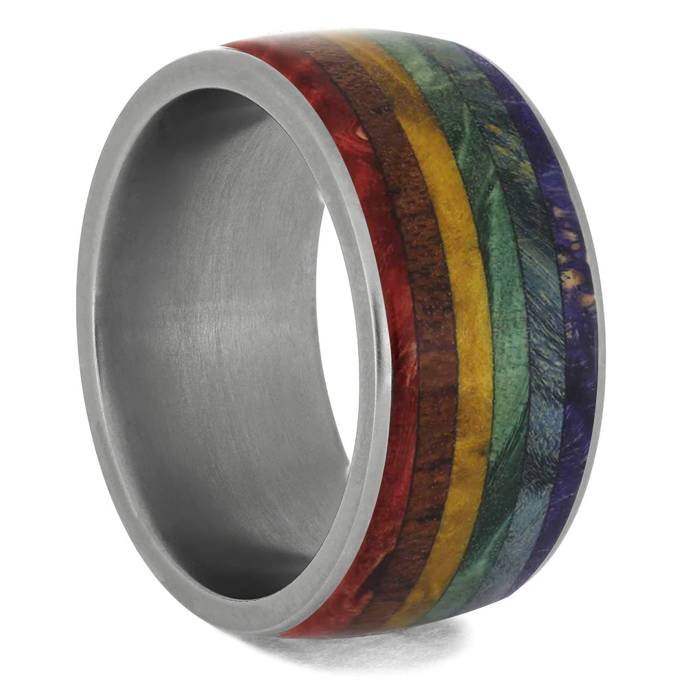Box Elder Burl Wood Wedding Band in Titanium