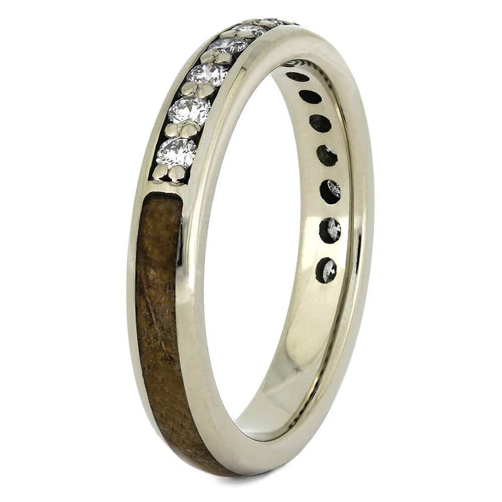 Diamond Half Eternity Wedding Band with Whiskey Barrel Wood-4350 - Jewelry by Johan