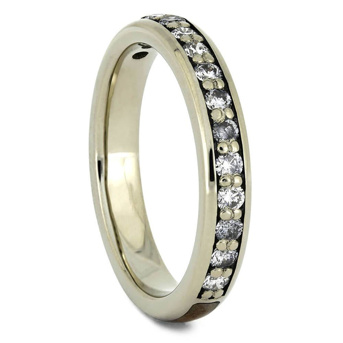 Diamond Half Eternity Wedding Band with Whiskey Barrel Wood-4350 - Jewelry by Johan