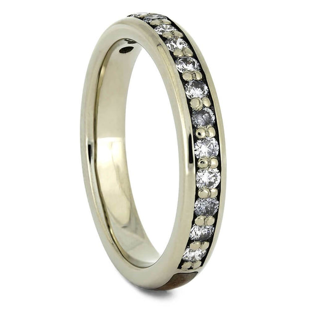 Diamond Half Eternity Wedding Band with Whiskey Barrel Wood-4350 - Jewelry by Johan
