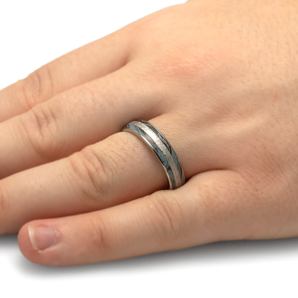 Meteorite and Mokume Wedding Band