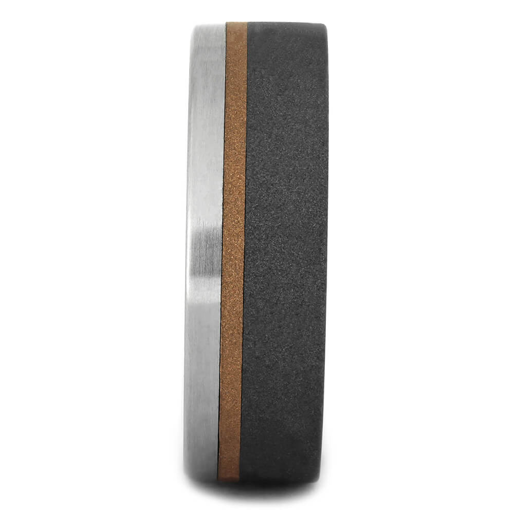 Rose Gold and Titanium Wedding Band, Mixed Metals Wedding Ring-4359 - Jewelry by Johan