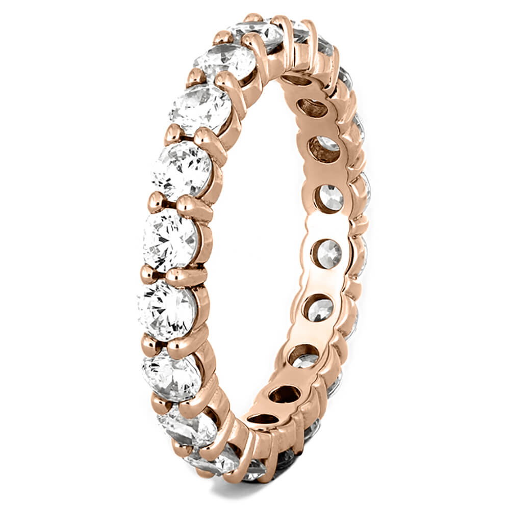 Women's 3mm Diamond Eternity Solid Gold Wedding Band - Jewelry by Johan