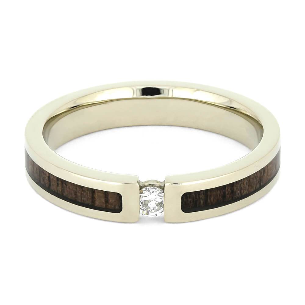 Diamond Engagement Ring with Walnut Wood Inlays