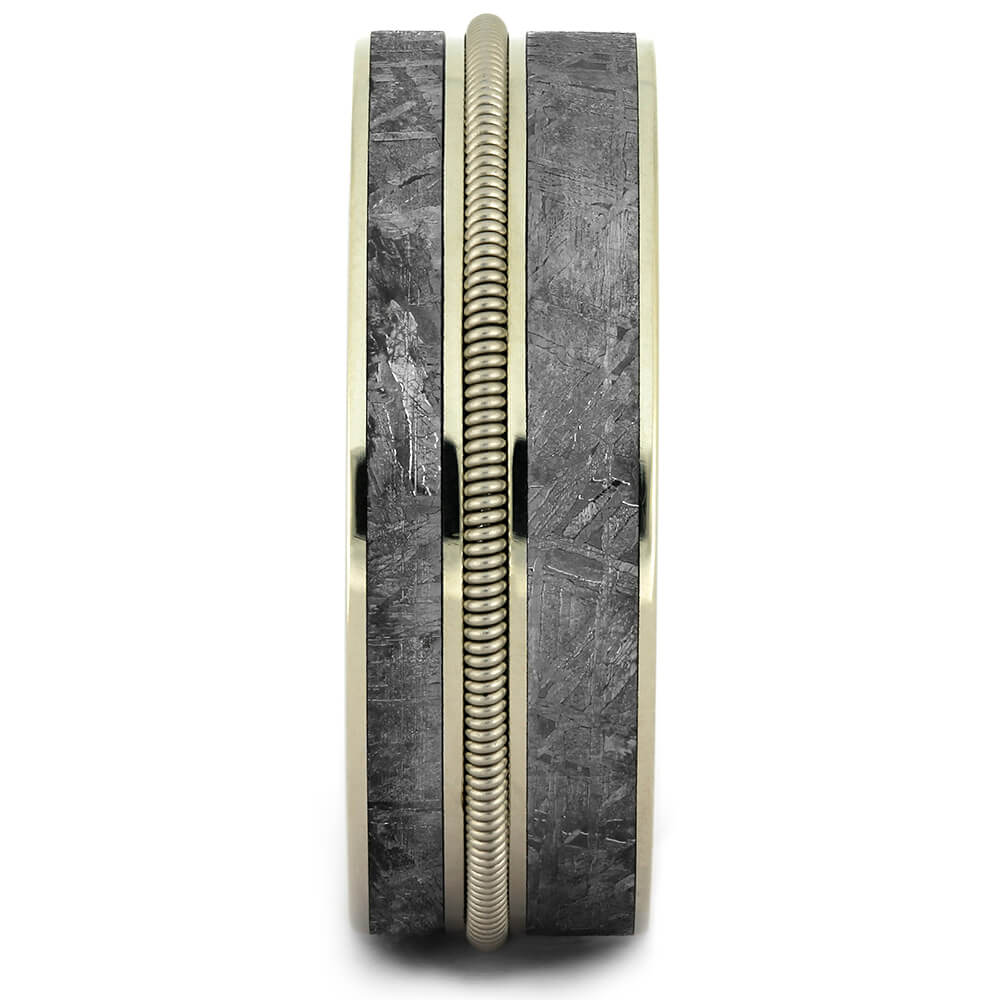 Cello String Ring with Gibeon Meteorite in White Gold-4369 - Jewelry by Johan