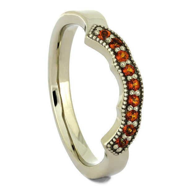 Custom Shadow Band with Topaz in White Gold-4370 - Jewelry by Johan