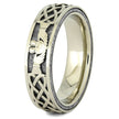 Men's Claddagh Ring in White Gold with Gibeon Meteorite-4372 - Jewelry by Johan