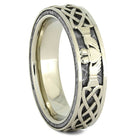 Men's Claddagh Ring in White Gold with Gibeon Meteorite-4372 - Jewelry by Johan
