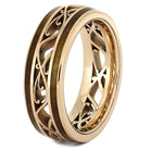 Rose Gold Filigree Wedding Band with Cherry Wood