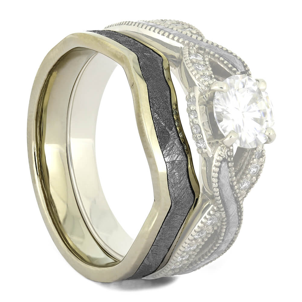 Gibeon Meteorite Shadow Band for Twist Engagement Rings-4131 - Jewelry by Johan