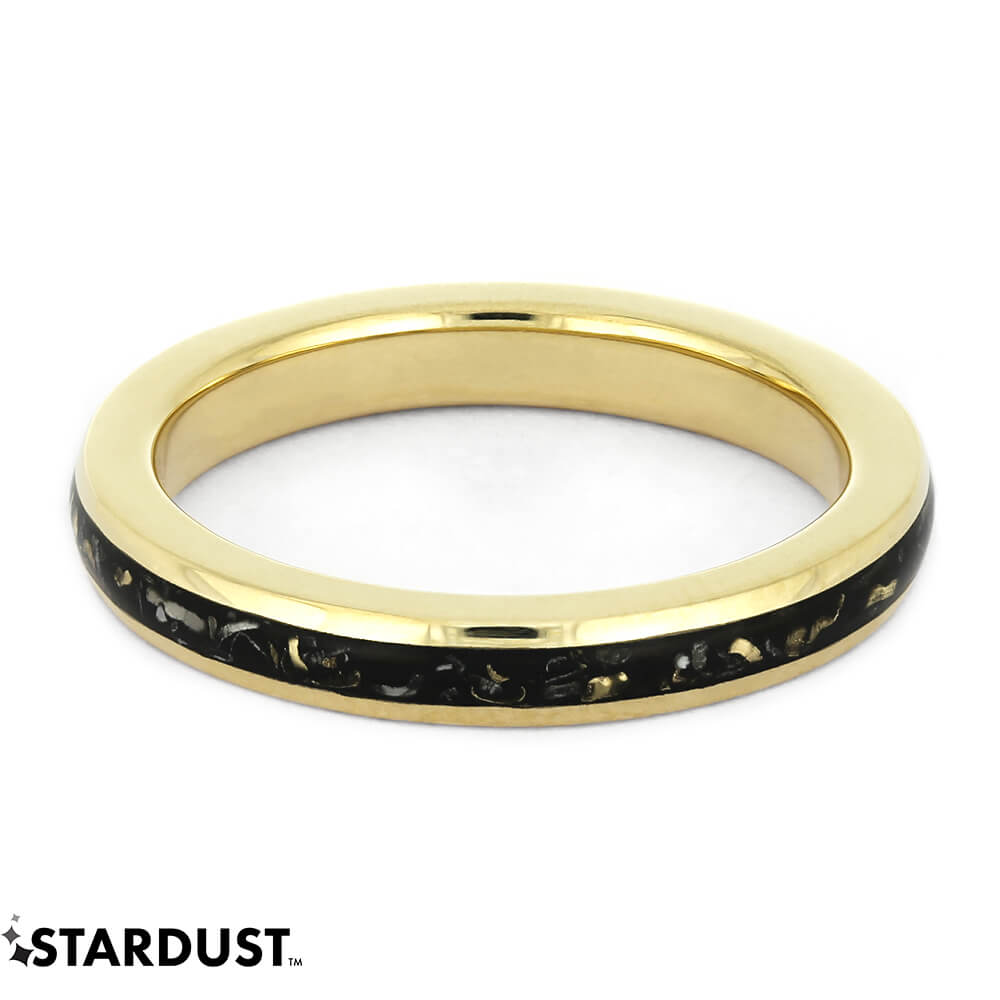 Black Men's Wedding Band With Meteorite