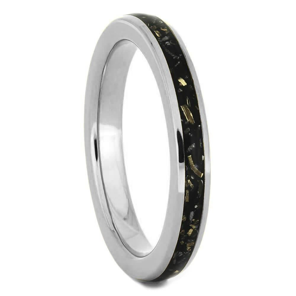 Black Stardust Wedding Band Set