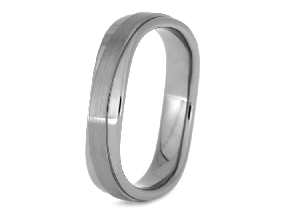 Wavy Titanium Ring, Brushed And Polished Custom Wedding Band, Curvy Handmade Jewelry-2513 - Jewelry by Johan