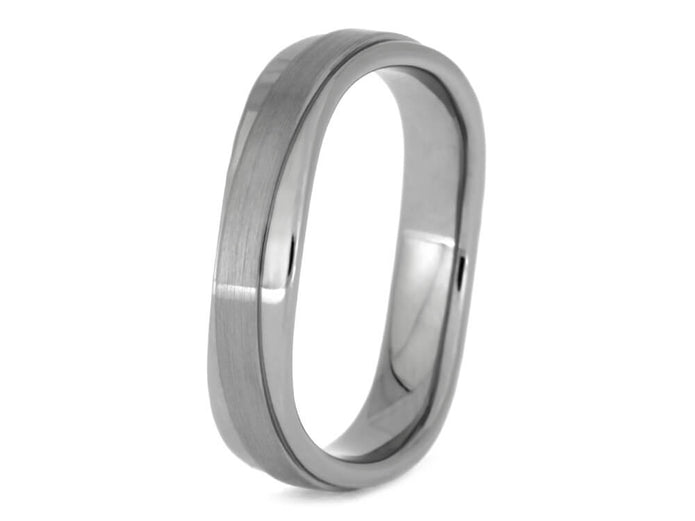 Wavy Titanium Ring, Brushed And Polished Custom Wedding Band, Curvy Handmade Jewelry-2513 - Jewelry by Johan