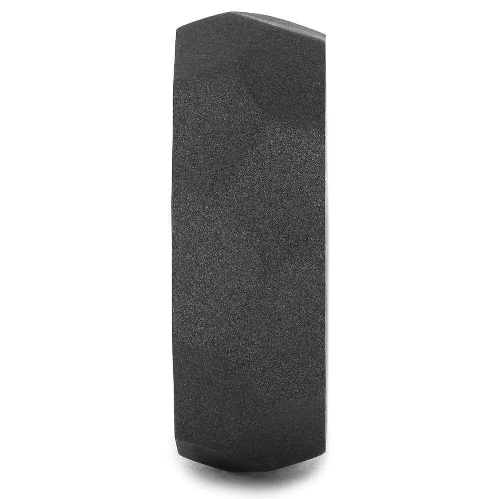 Faceted Men's Wedding Band with Green Box Elder Wood Sleeve-4410 - Jewelry by Johan