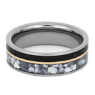 Dinosaur Bone Wedding Band with Mother of Pearl and Rose Gold-4422 - Jewelry by Johan
