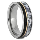 Dinosaur Bone Wedding Band with Mother of Pearl and Rose Gold-4422 - Jewelry by Johan
