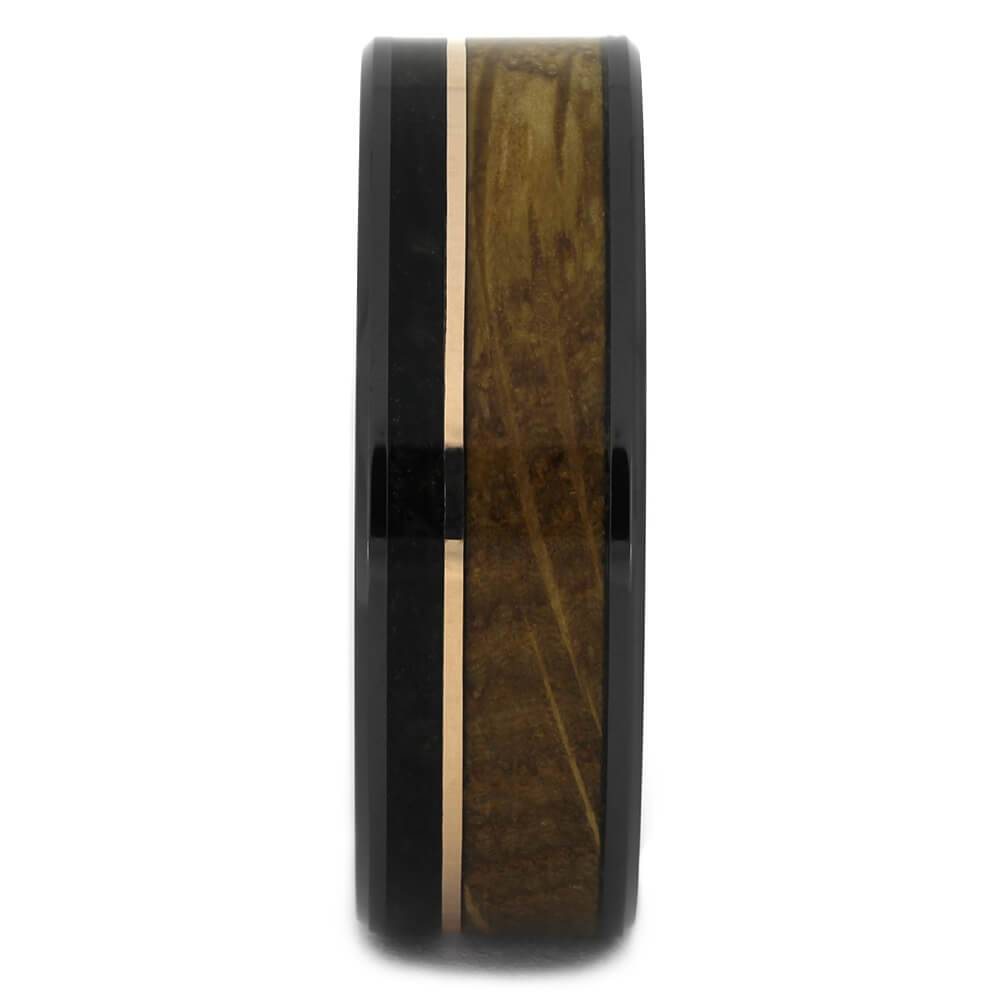 Whiskey Barrel Wedding Band with Rose Gold Pinstripe-4423 - Jewelry by Johan