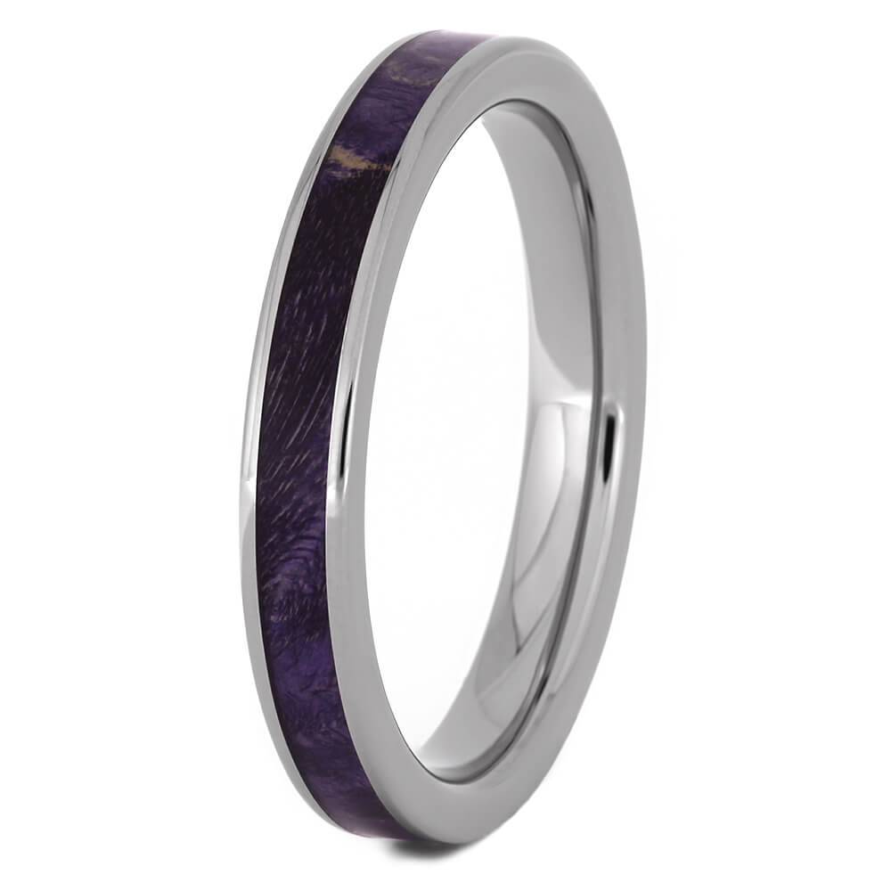 Thin Purple Box Elder Burl Wood Wedding Band-4427 - Jewelry by Johan