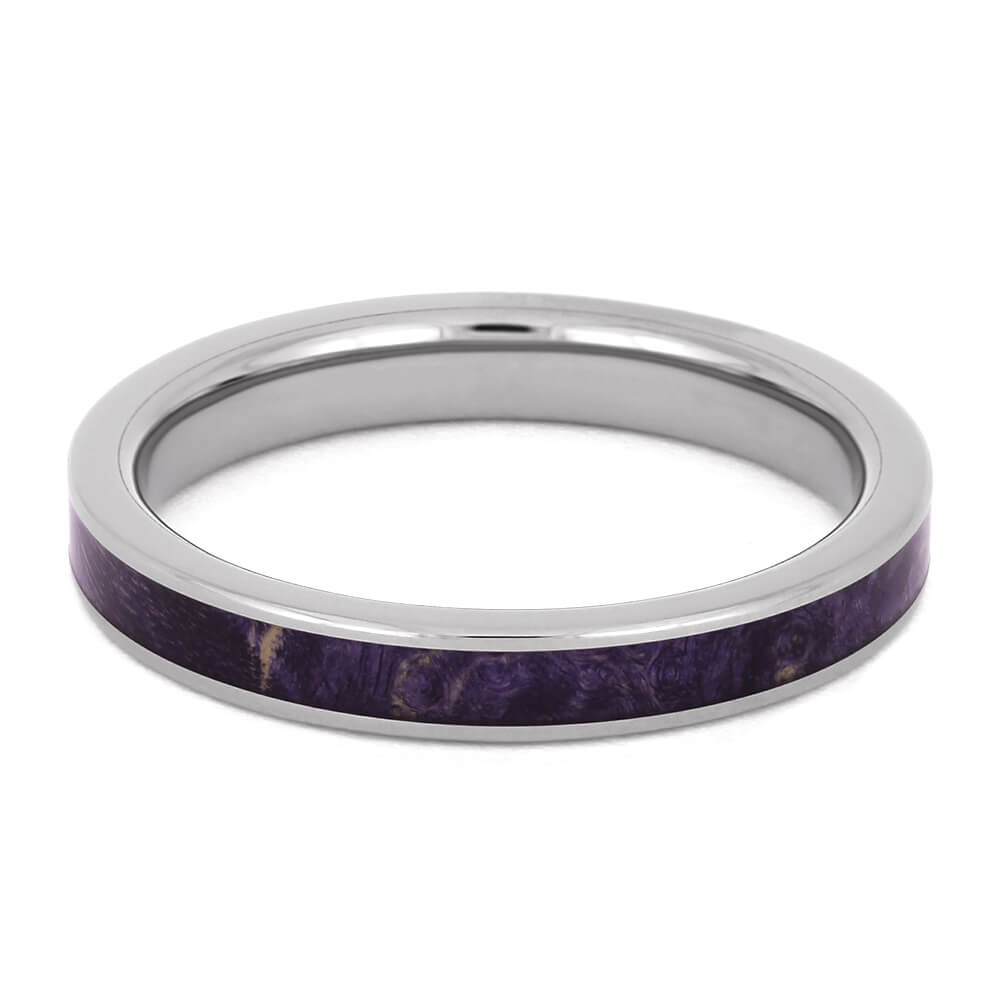 Thin Purple Box Elder Burl Wood Wedding Band-4427 - Jewelry by Johan