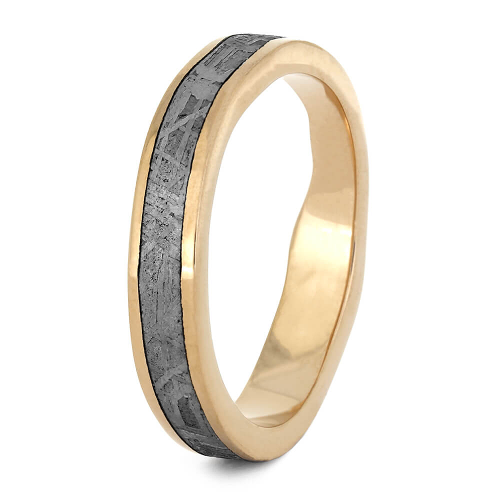 Rose Gold Women's Wedding Band with Gibeon Meteorite-4429 - Jewelry by Johan