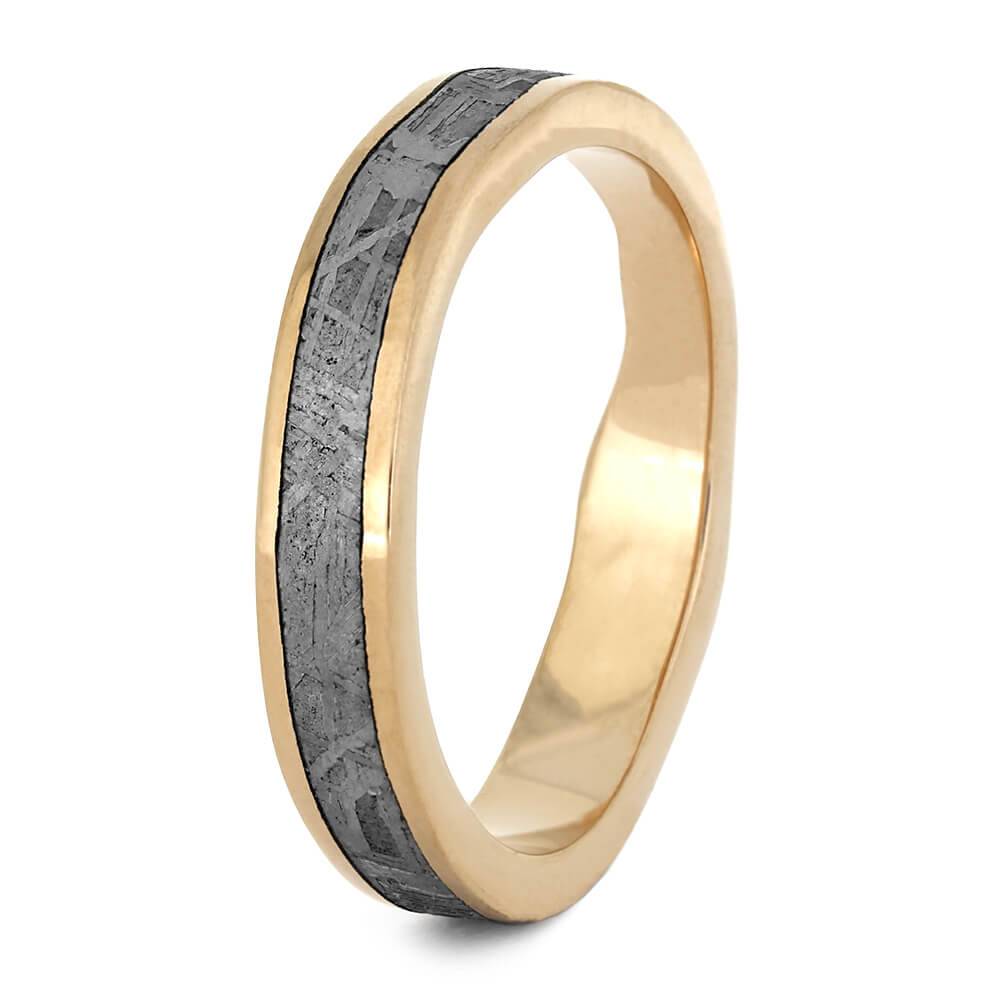 Rose Gold Women's Wedding Band with Gibeon Meteorite-4429 - Jewelry by Johan