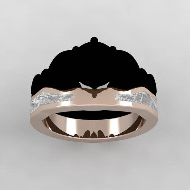Rose Gold Women's Wedding Band with Gibeon Meteorite-4429 - Jewelry by Johan