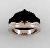 Rose Gold Women's Wedding Band with Gibeon Meteorite-4429 - Jewelry by Johan