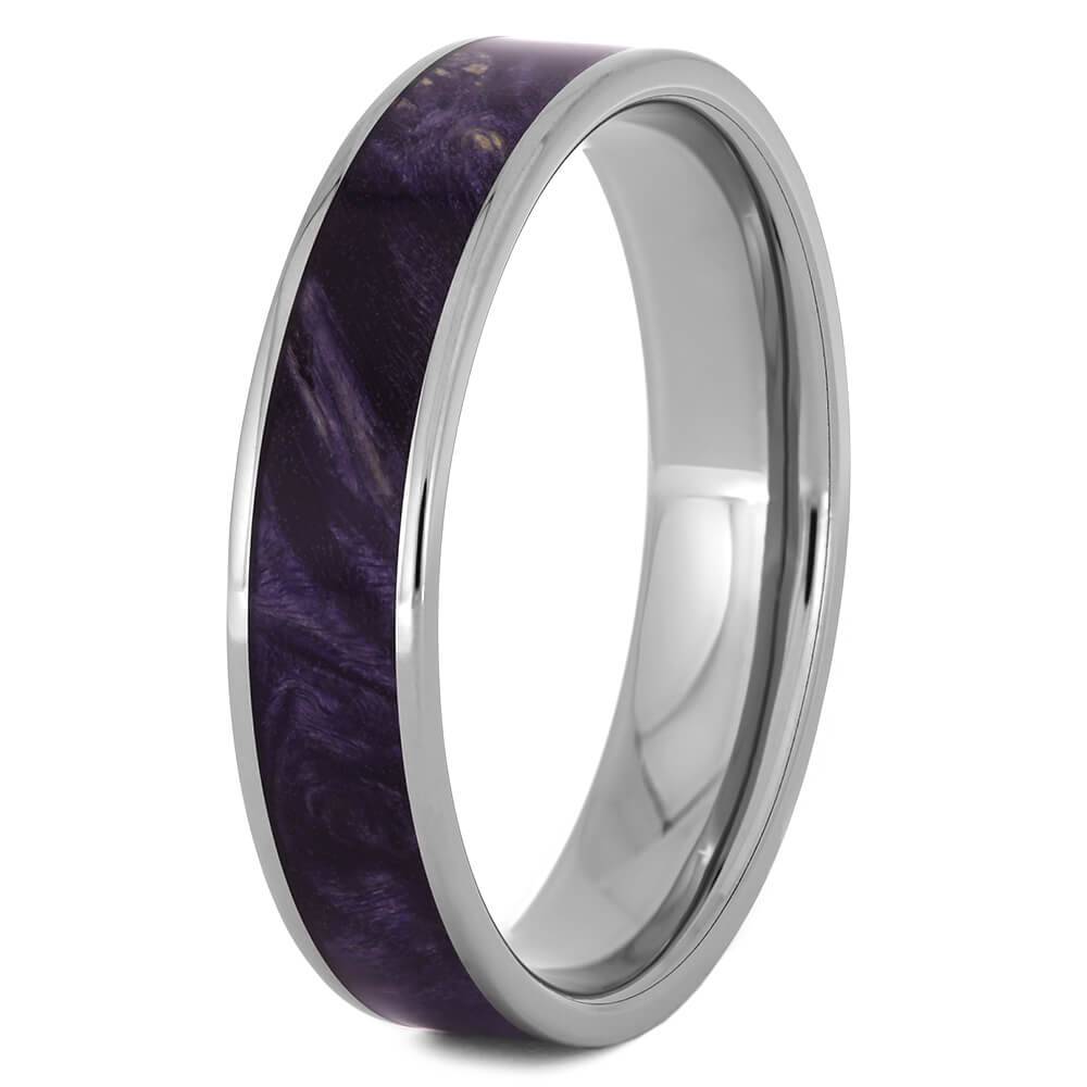 Handmade Wedding Band with Purple Box Elder Wood Burl-4433 - Jewelry by Johan