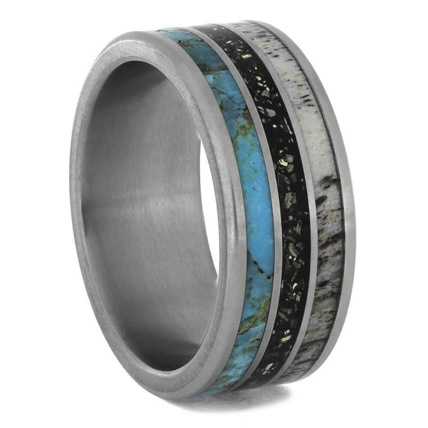 Antler and Turquoise Wedding Band